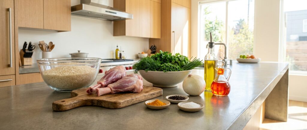 Ingredients for Sabzi Polo ba Mahichehh